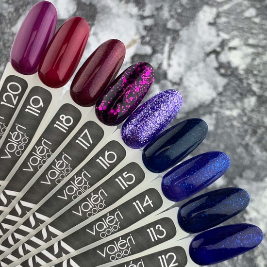 Гель-лак Valeri №119 (бордовий з перламутром), 6 мл4
