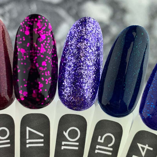 Гель-лак Valeri №117 (черный с розовыми блестками), 6 мл2