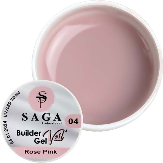 Гель для наращивания SAGA Builder Gel Veil №4 Rose Pink 30 мл, Объем: 30 мл, Цвет: Rose Pink4