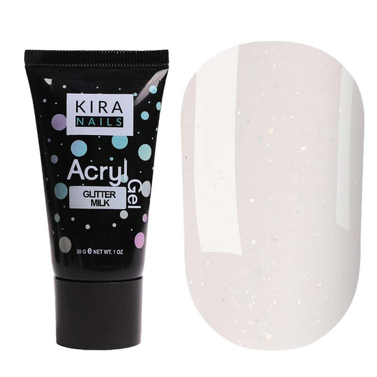 Kira Nails Acryl Gel Glitter Milk, 30 г, Объем: 30 г, Цвет: Glitter Milk