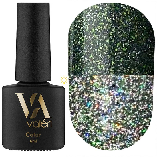 Гель-лак светоотражающий Valeri Flash №07 (зеленый), 6 мл, Цвет: 07