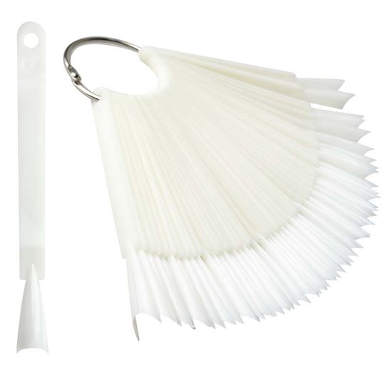 Типсы на кольце на 50 образцов, молочные обратный острый конус, Цвет: Молочные