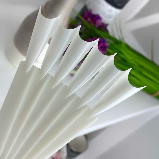 Типсы на кольце на 50 образцов, молочные обратный острый конус, Цвет: Молочные2