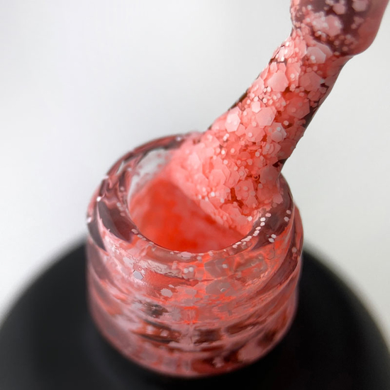 Гель-лак ART Bubble №B002 (напівпрозорий кораловий з білими пластівцями), 10 мл, Об`єм: 10 мл, Колір: B0022