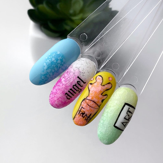 Гель-лак ART Bubble №B007 (полупрозрачный фиолетовый с белыми хлопьями), 10 мл, Объем: 10 мл, Цвет: B0075