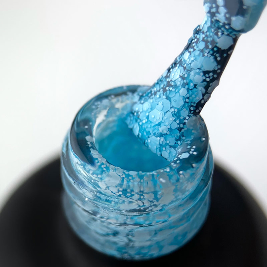 Гель-лак ART Bubble №B006 (полупрозрачный голубой с белыми хлопьями), 10 мл, Объем: 10 мл, Цвет: B0062