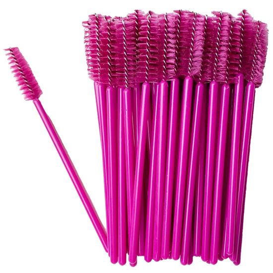 Щеточка для бровей и ресниц прямая, малиновая, 50 шт.