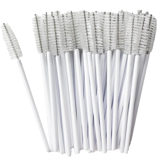 Щеточка для бровей и ресниц прямая, белая, 50 шт.