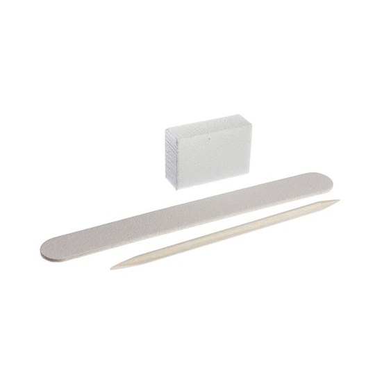 Набор одноразовый для маникюра Kodi №1 белый (пилочка 120/120, баф 120/120, апельсиновая палочка), Цвет: №1 белый