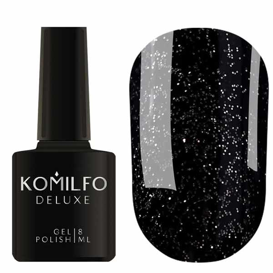Гель-лак Komilfo DeLuxe Series №G023 (черный, серебристый микроблеск), 8 мл