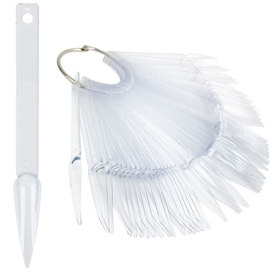 Типсы на кольце 50 шт прозрачные, острая форма, Цвет: Прозрачные2