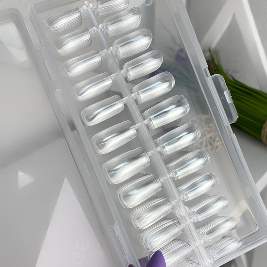 Гелевые типсы для наращивания квадрат, в контейнере, 240 шт, Размер: Квадрат2