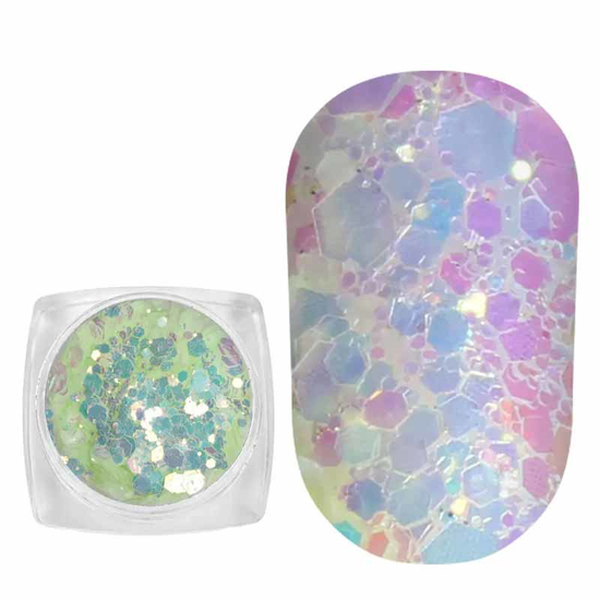 Komilfo блесточки фотохромные MIX-008, микс размеров, 2,5 г, Цвет: 008
