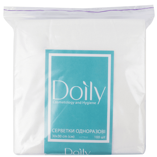 Салфетки в пачке 30*30, 40г/м2, 100 шт, сетка Doily, Структура: Сетка, Размер: 30x30, Фасовка: в пачке