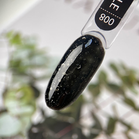 Гель-лак ART Bubble №B008 (полупрозрачный черный с белыми хлопьями), 6 мл3