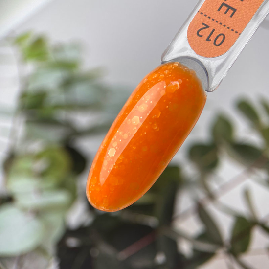 Гель-лак ART Bubble №B012 (полупрозрачный оранжевый с белыми хлопьями), 6 мл3