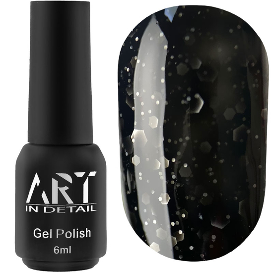 Гель-лак ART Bubble №B008 (полупрозрачный черный с белыми хлопьями), 6 мл