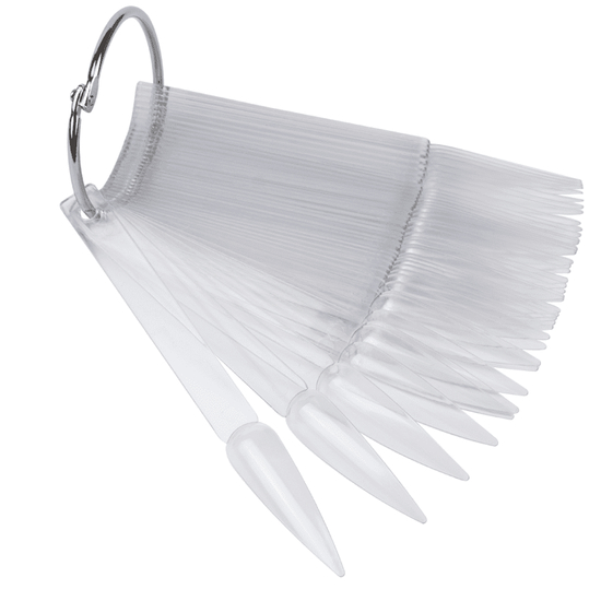 Типсы на кольце 50 шт прозрачные, острая форма, Цвет: Прозрачные