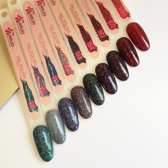 Гель-лак Molekula №102 (темно-красное мерцание с блестками), 6 мл2