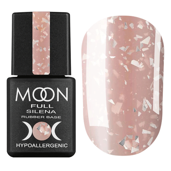 MOON FULL Potal Rubber Base Silena №2033 (персиково-бежевый с серебристой поталью), 8 мл, Цвет: 2033