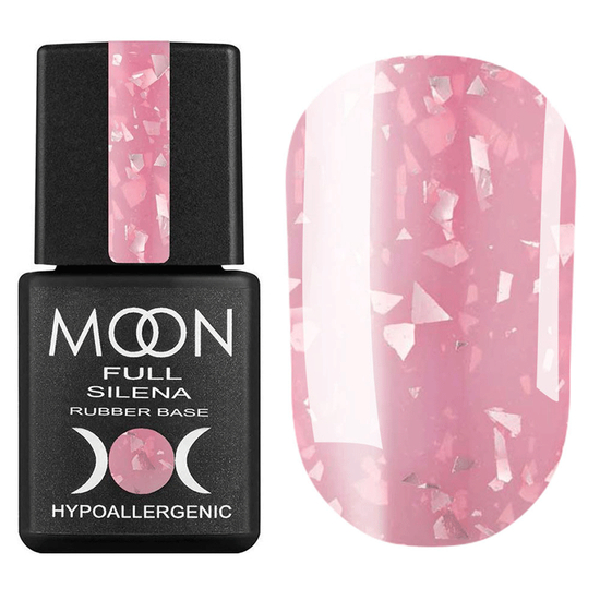 MOON FULL Potal Rubber Base Silena №2027 (розовый с серебристой поталью), 8 мл, Цвет: 2027