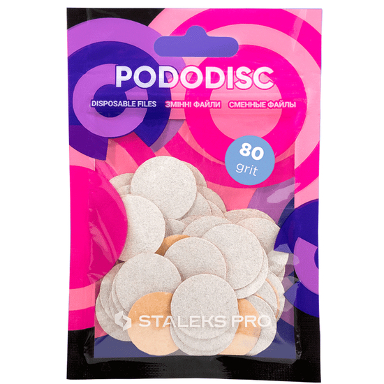 Сменные файлы белые для педикюрного диска 80 грит STALEKS PRO PODODISC M 50 шт PDF-20-80w, Вид: Сменные файлы, Диаметр: 20 мм, Абразивность: 80