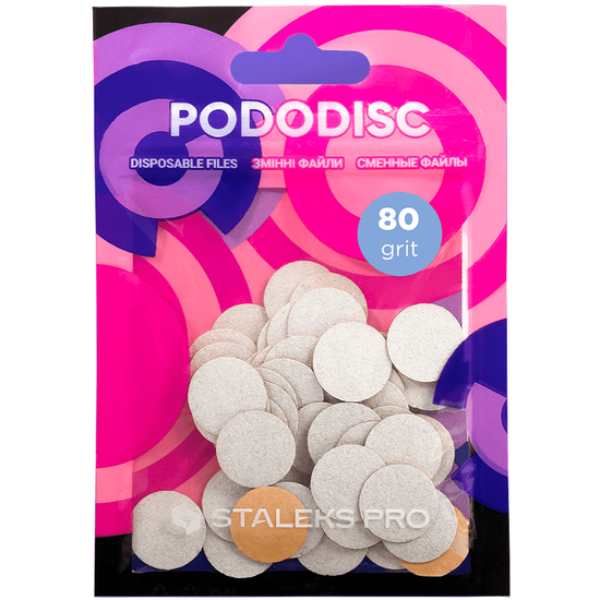 Змінні файли білі для педикюрного диска 80 грит STALEKS PRO PODODISC S 50 шт PDF-15-80w, Вид: Змінні файли, Диаметр: 15 мм, Абразивність : 80