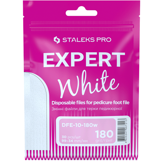 Сменные файлы белые для терки педикюрной 180 грит STALEKS PRO EXPERT 10 30 шт DFE-10-180w, Вид: Сменные файлы, Абразивность: 180
