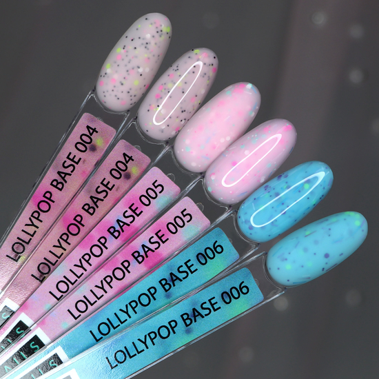 Kira Nails Lollypop Base №006 (блакитний з різнокольоровими пластівцями), 6 мл, Колір: 0064