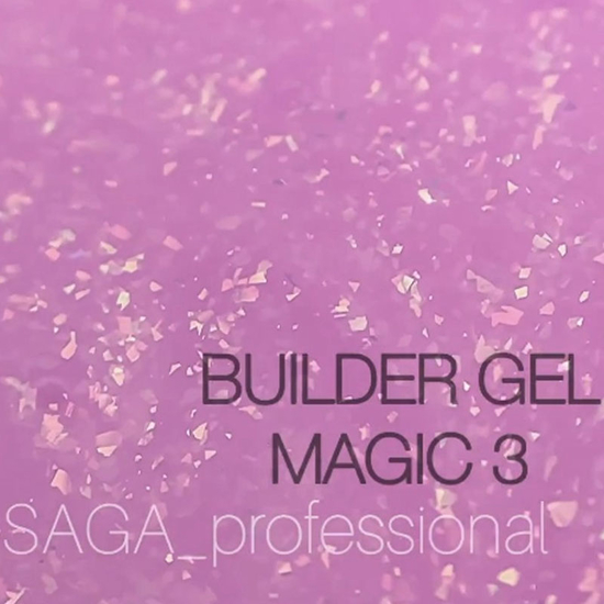 Гель для нарощування Saga Professional Magic Builder Gel 03 рожевий з кольоровими пластівцями 15 м, Об`єм: 15 мл, Колір: 033