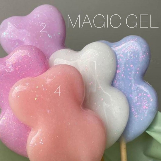 Гель для нарощування Saga Professional Magic Builder Gel 03 рожевий з кольоровими пластівцями 15 м, Об`єм: 15 мл, Колір: 034