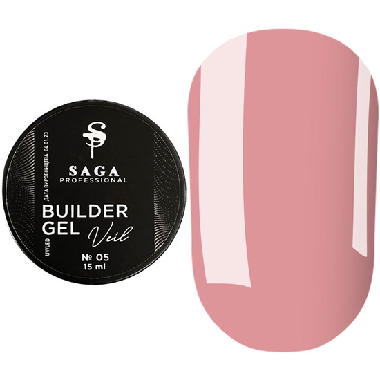 Гель для наращивания SAGA Builder Gel Veil №5 Nude 15 мл, Объем: 15 мл, Цвет: Nude
