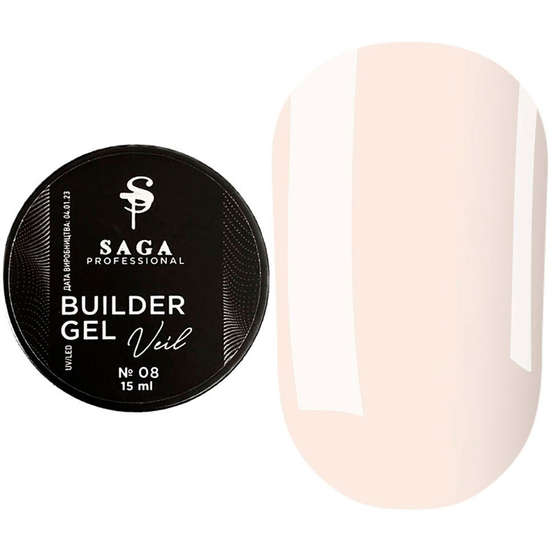 Гель для нарощування SAGA Builder Gel Veil №8 15 мл, Об`єм: 15 мл, Колір: 08