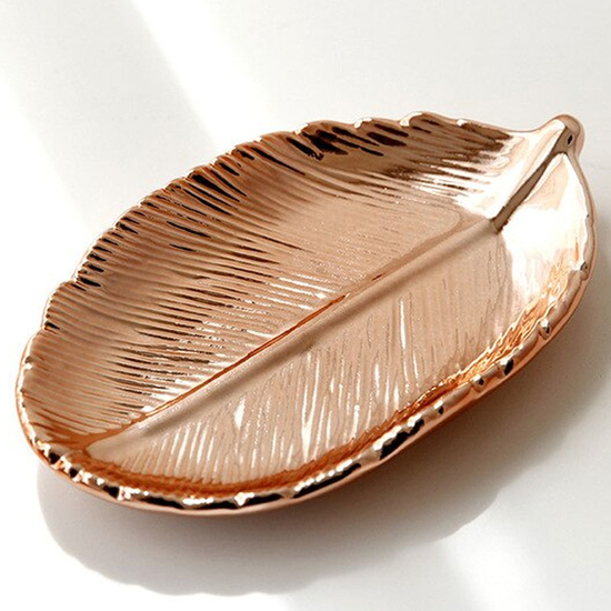 Керамическая палитра "Лист" для красок + подставка для кистей, розовое золото, Цвет: Розовое золото