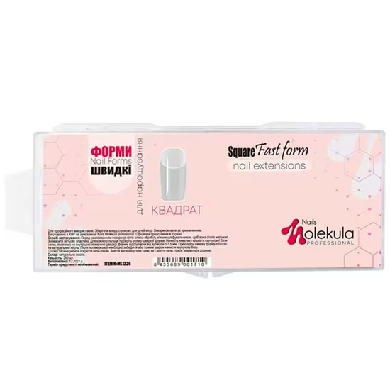 Гелевые типсы для наращивания Molekula квадрат, 240 шт, Размер: Квадрат