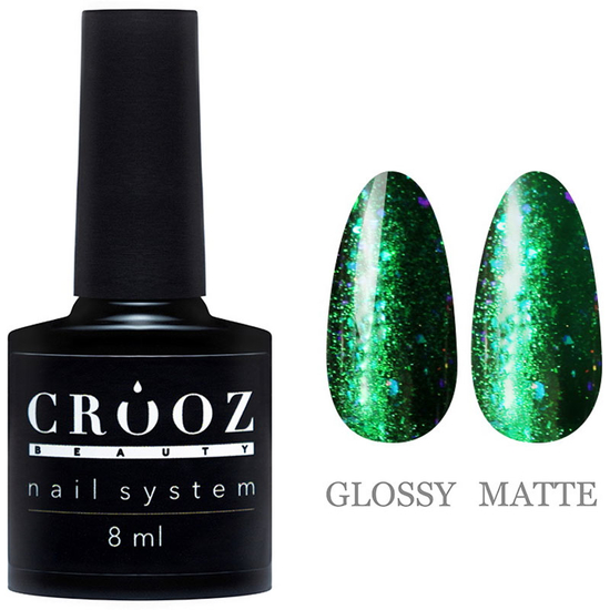 Гель-лак CROOZ Cat Eye Mercury 02 зеленый с поталью, 8 мл, Цвет: 02
