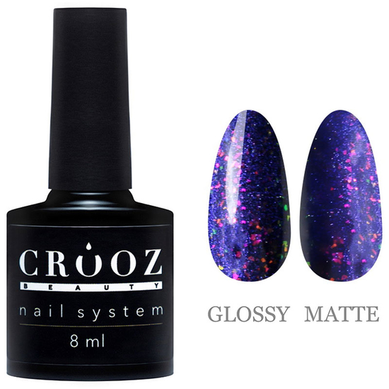 Гель-лак CROOZ Cat Eye Mercury 01 сине-фиолетовый с поталью, 8 мл, Цвет: 01

