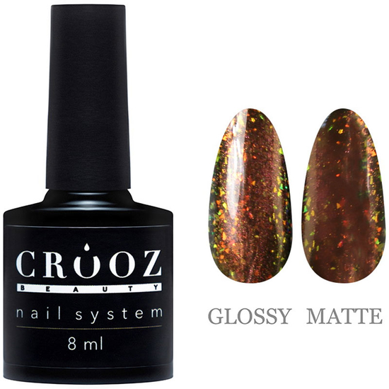 Гель-лак CROOZ Cat Eye Mercury 06 розово-персиково-золотой с поталью, 8 мл, Цвет: 06
