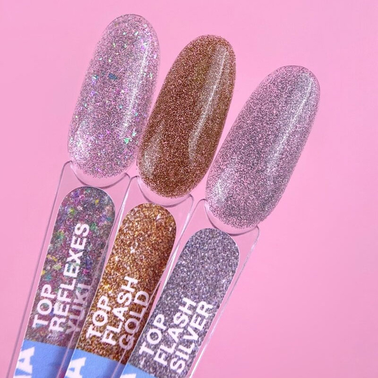 Топ для гель-лака LUNA Top Flash Silver 13 мл, Объем: 13 мл, Цвет: Silver
4