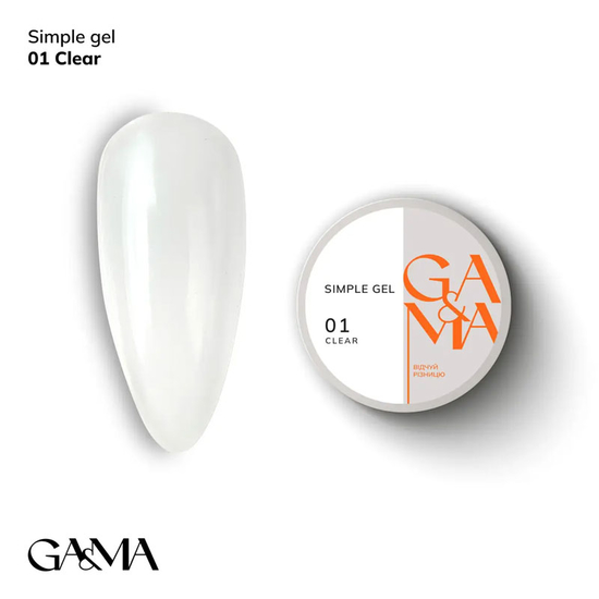 Гель для укрепления и наращивания GaMa Simple Gel №001 Clear 30 мл, Объем: 30 мл, Цвет: 001
