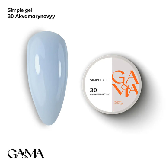 Гель для укрепления и наращивания GaMa Simple Gel №030 Akvamarynovyy 15 мл, Объем: 15 мл, Цвет: 030
