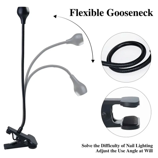 Гибка лампа UV для сушки гель-лака, гелевых типс с USB-разъемом (настольная с прищепкой) 3 Вт Чёрная, Цвет: Черная4