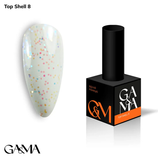 Топ для гель-лака без ЛС GaMa Top Shell №008 10 мл, Объем: 10 мл, Цвет: 008
