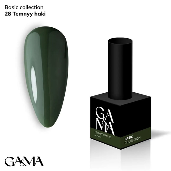 Гель-лак GaMa Gel ​Polish Basic collection 028 temnyy haki 10 мл, Цвет: 028