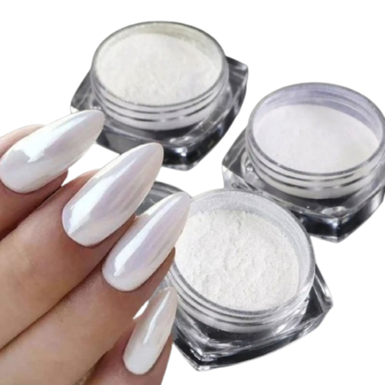 Жемчужная белая втирка "Аврора" для дизайна маникюра и педикюра3