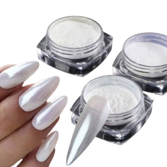 Жемчужная белая втирка "Аврора" для дизайна маникюра и педикюра4