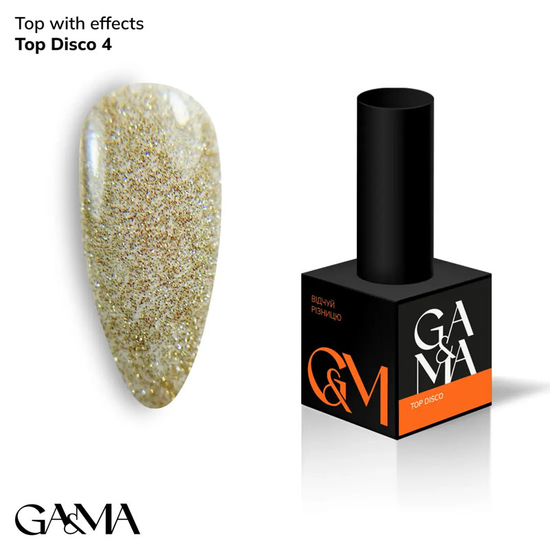 Топ для гель-лака без ЛС GaMa Top Disco SHINE 004 10 мл, Объем: 10 мл, Цвет: 004
