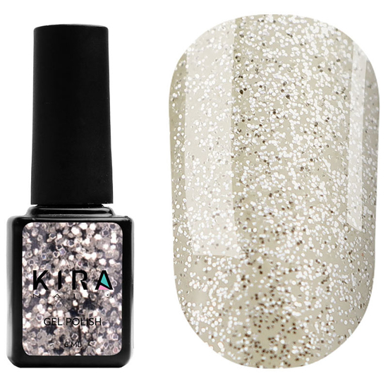 Гель-лак Kira Nails №162 (золотой вместе с серебряными шариками, эмаль), 6 мл