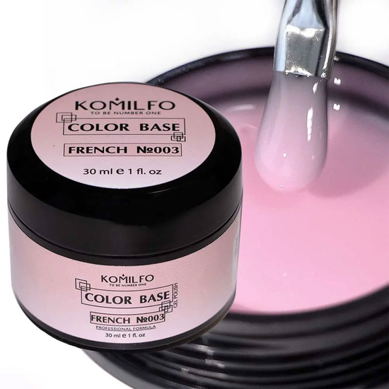 База Komilfo Color Base French 003 (светло-розовый), 30 мл (банка) (без кисточки), Объем: 30 мл (банка), Цвет: 003