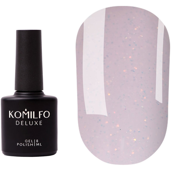 База Komilfo Moon Crush Base 103 молочно-рожева, золоті блискітки, напівпрозора, 8 мл, Колір: 103